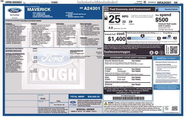 Used 2022 Ford Maverick Lariat w/ Lariat Luxury Package AWD/4WD image 13
