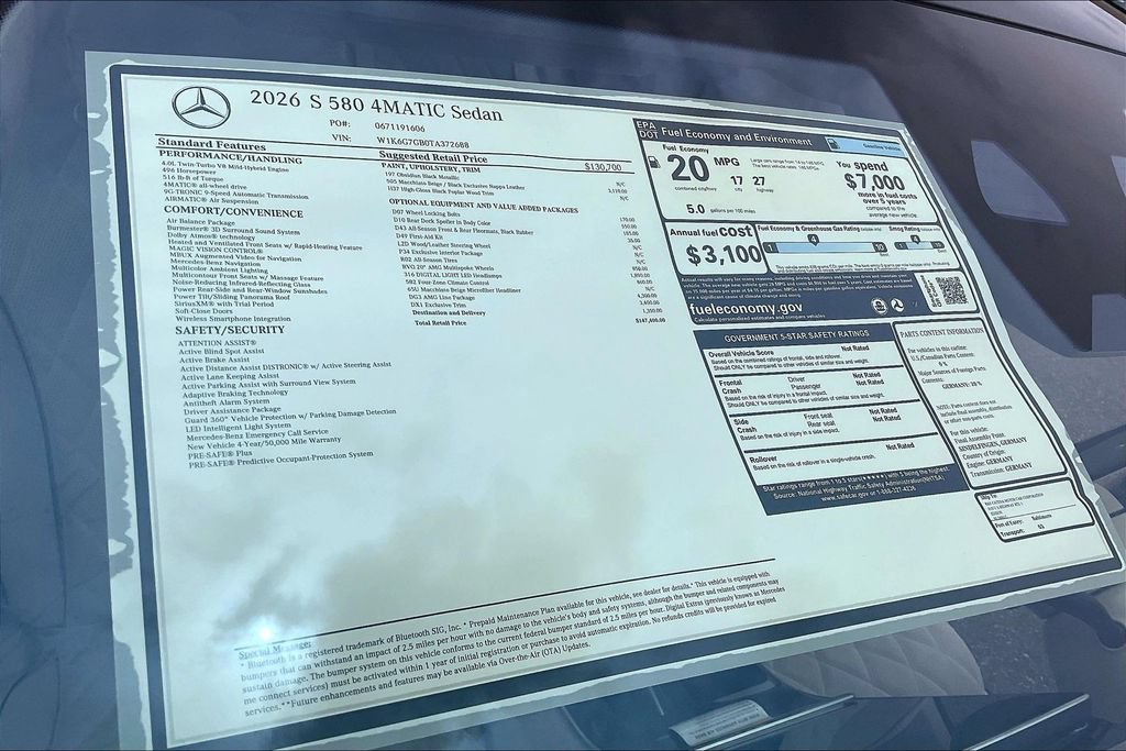 New 2026 Mercedes-Benz S 580 4MATIC Sedan image 13