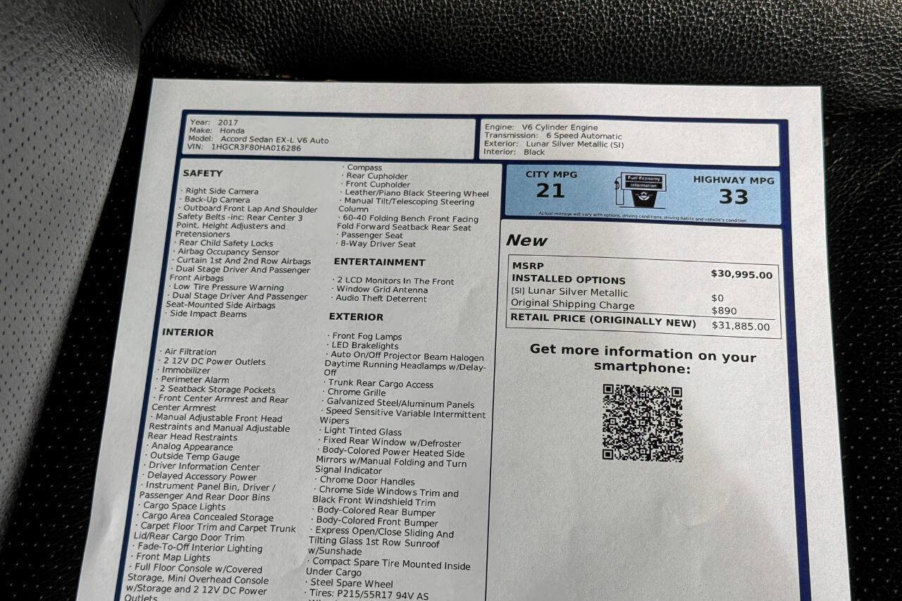 Used 2017 Honda Accord EX-L image 35