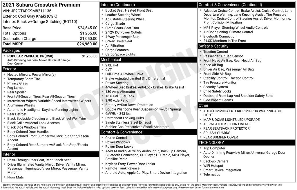 Used 2021 Subaru Crosstrek 2.0i Premium w/ Popular Package #4 image 3