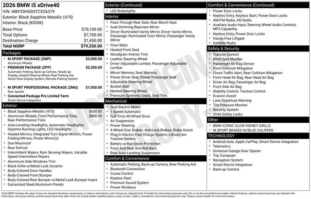 Used 2026 BMW i5 eDrive40 w/ M Sport Package AWD/4WD image 40