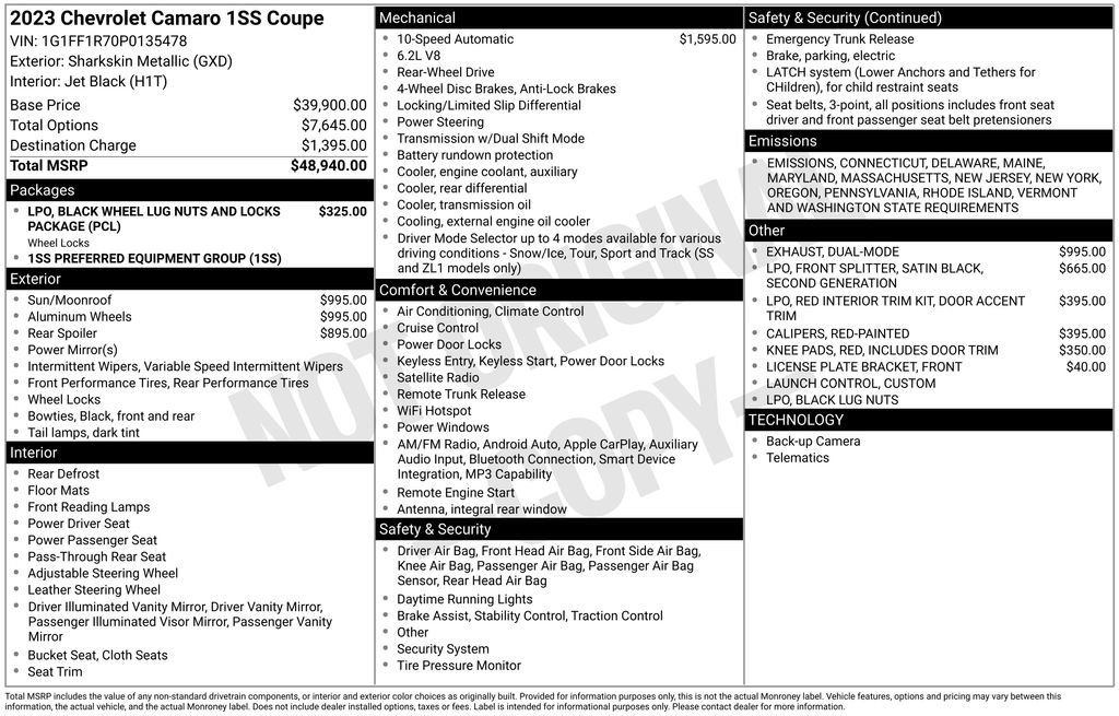 Used 2023 Chevrolet Camaro SS image 2