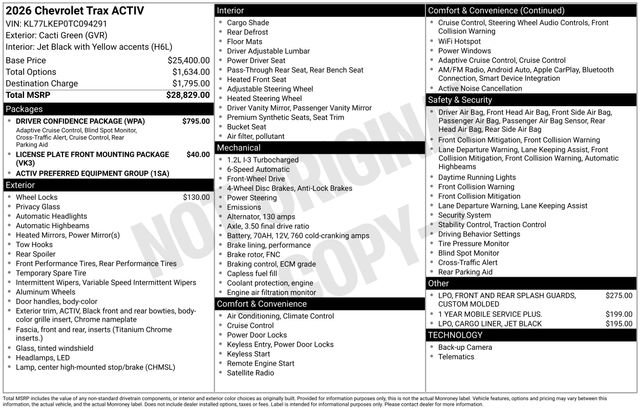 New 2026 Chevrolet Trax ACTIV w/ Driver Confidence Package image 26