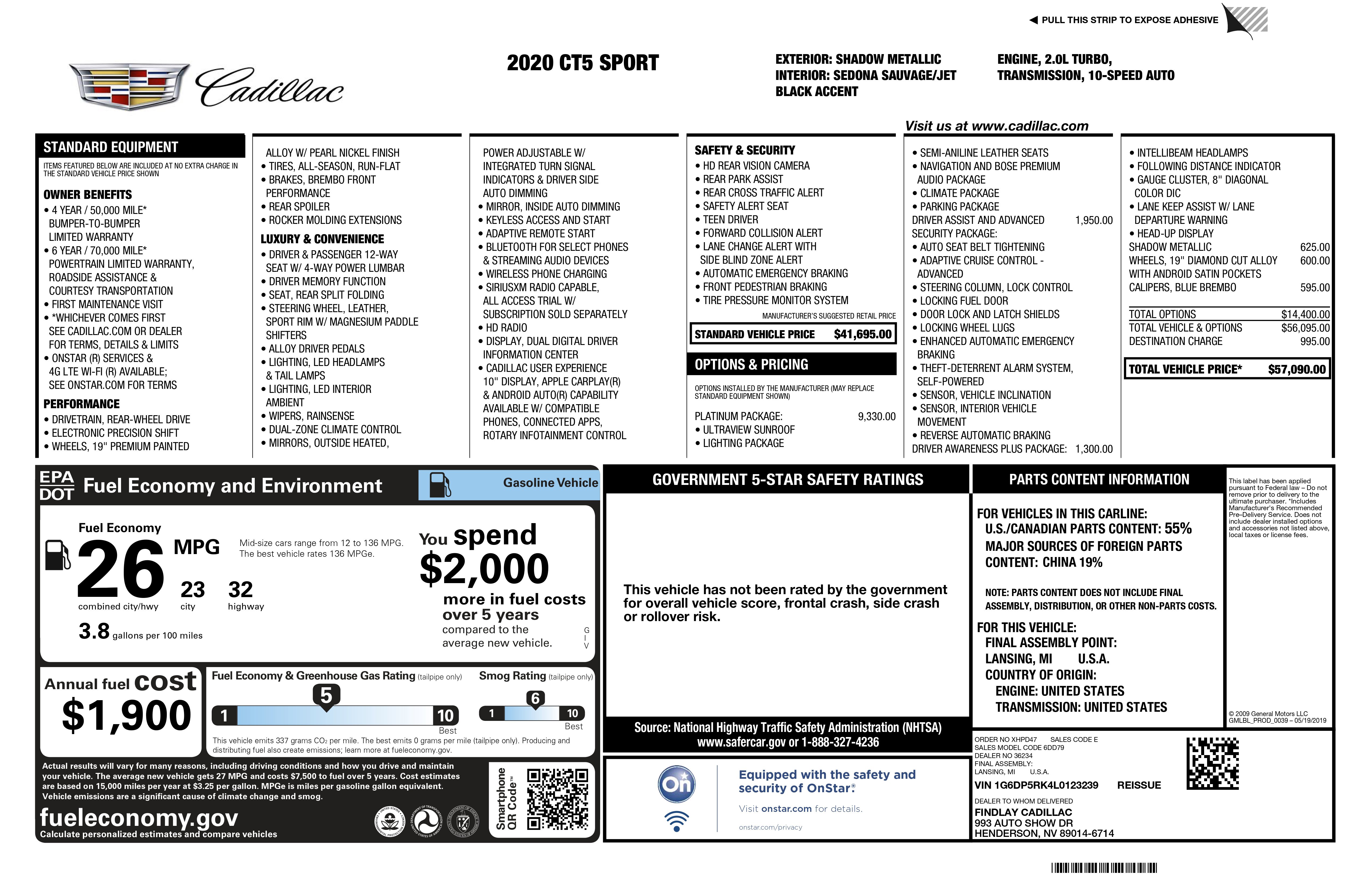 Used 2020 Cadillac CT5 Sport w/ Platinum Package image 2