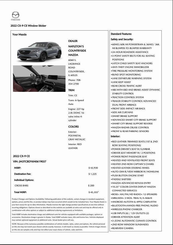 Used 2022 MAZDA CX-9 Carbon Edition image 2