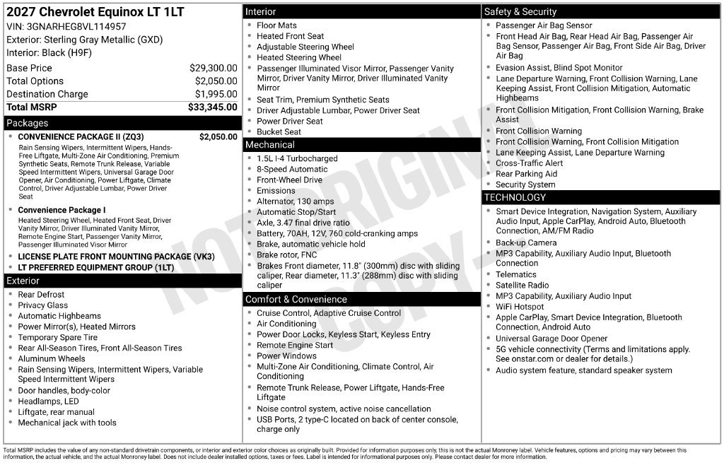 New 2027 Chevrolet Equinox LT w/ Convenience Package II FWD image 3