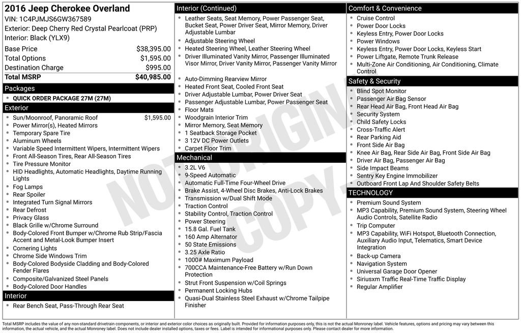 Used 2016 Jeep Cherokee Overland
