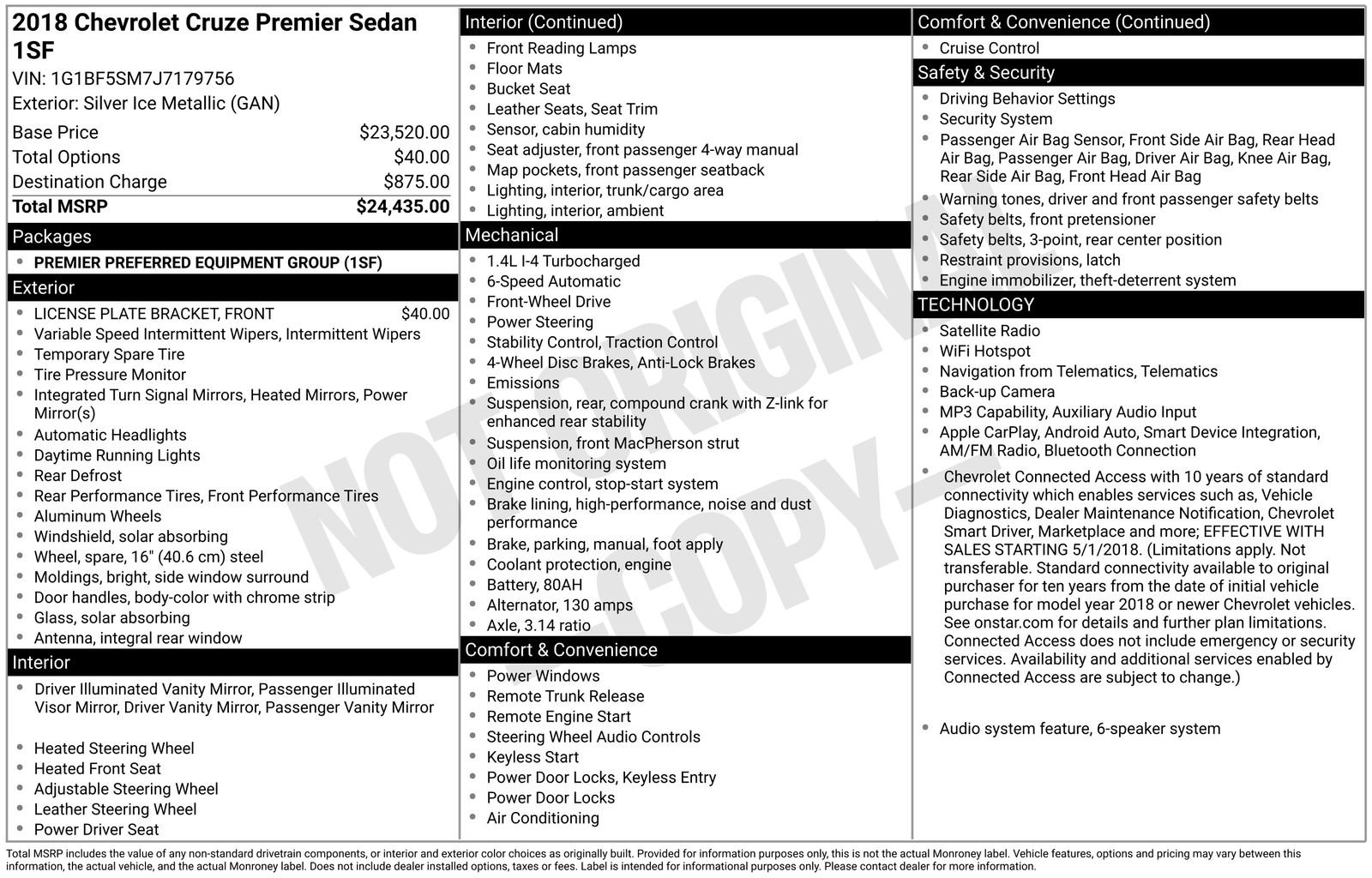 Used 2018 Chevrolet Cruze Premier FWD image 10