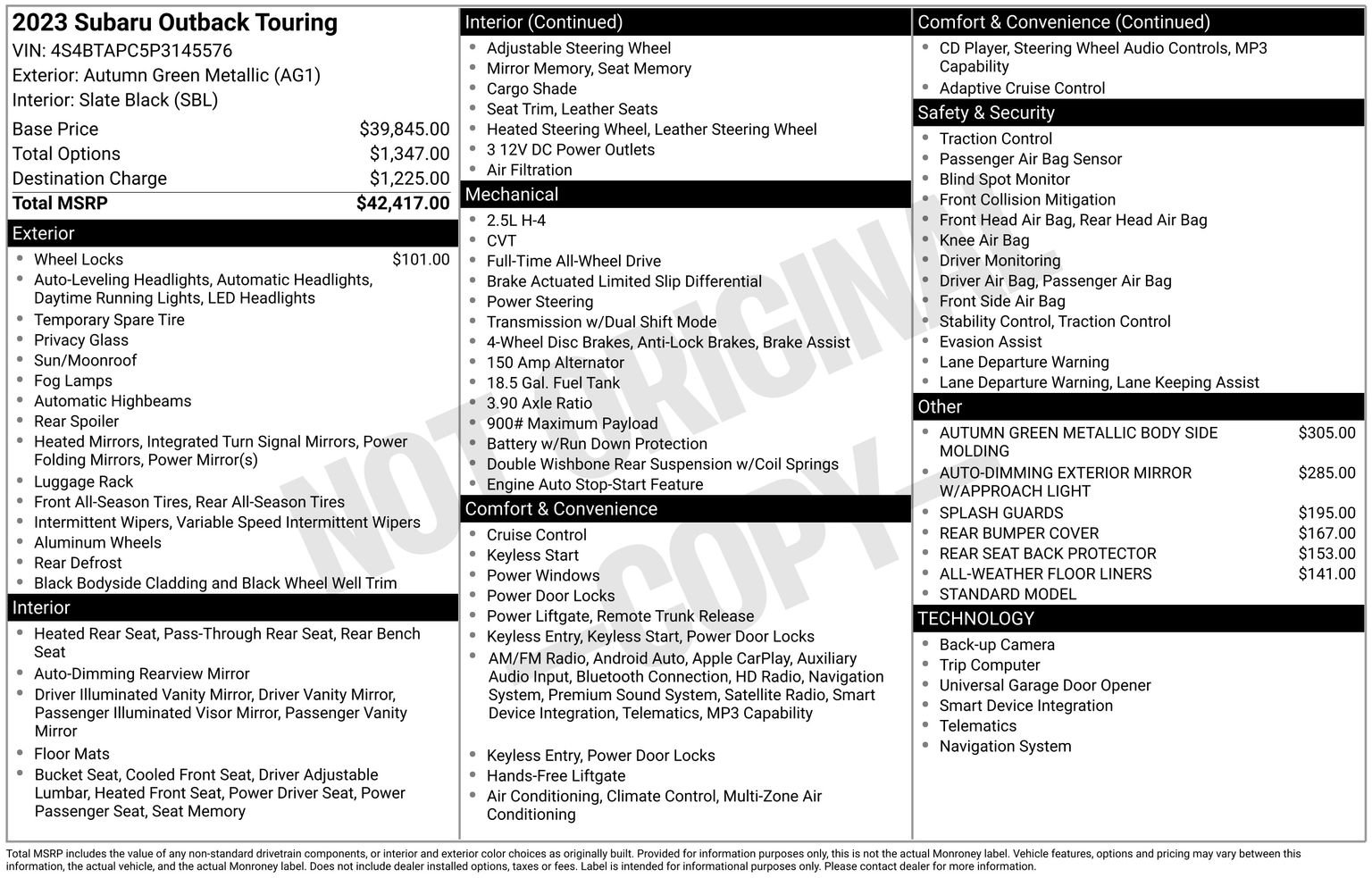 Certified 2023 Subaru Outback Touring AWD/4WD image 35