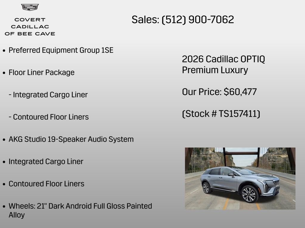 New 2026 Cadillac Optiq Luxury 2 w/ LPO, Floor Liner Package AWD/4WD image 6