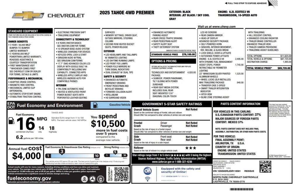 Used 2025 Chevrolet Tahoe Premier AWD/4WD image 3