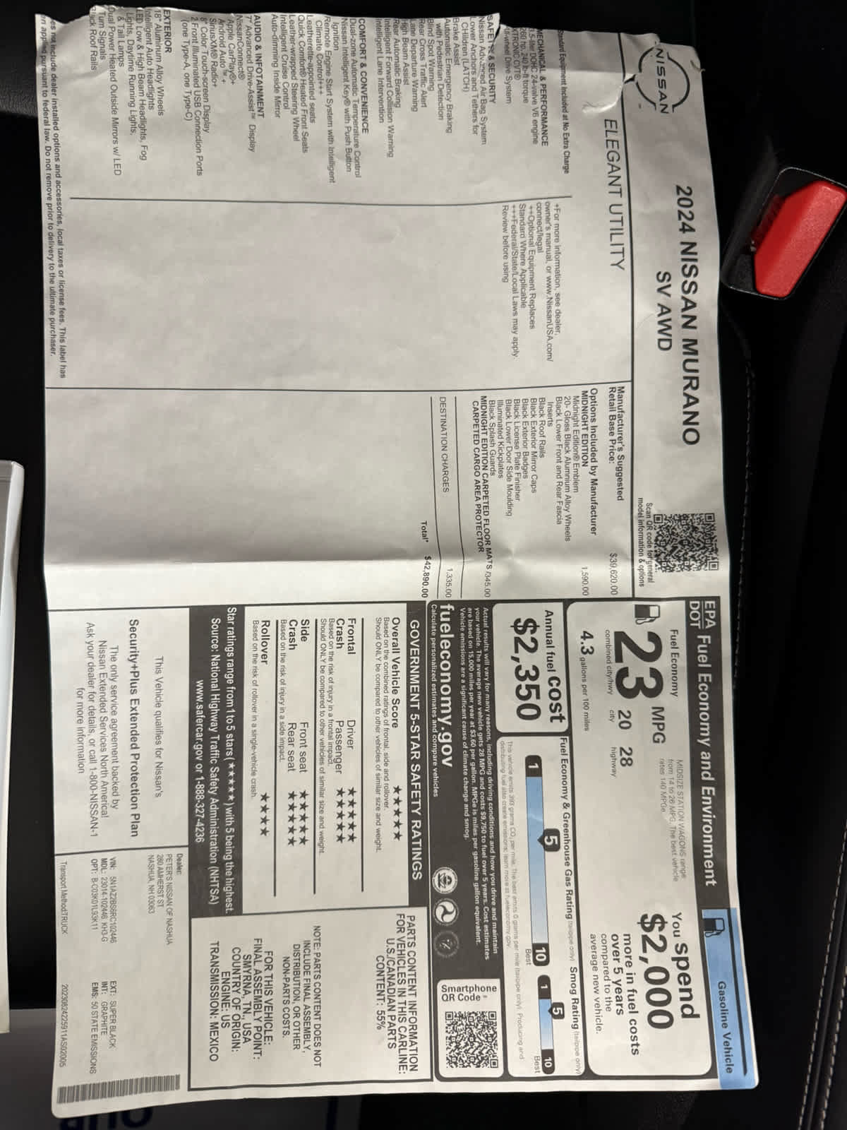 Used 2024 Nissan Murano SV w/ SV Midnight Edition Package image 30