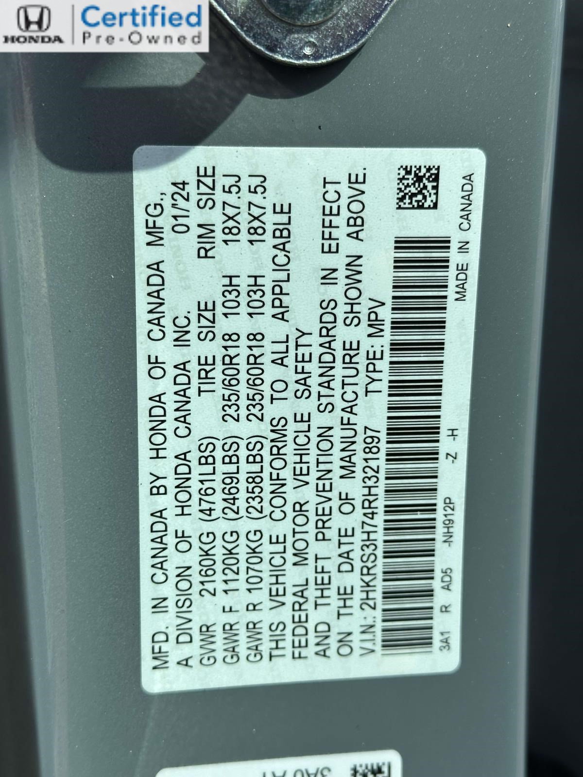 Certified 2024 Honda CR-V EX-L image 30