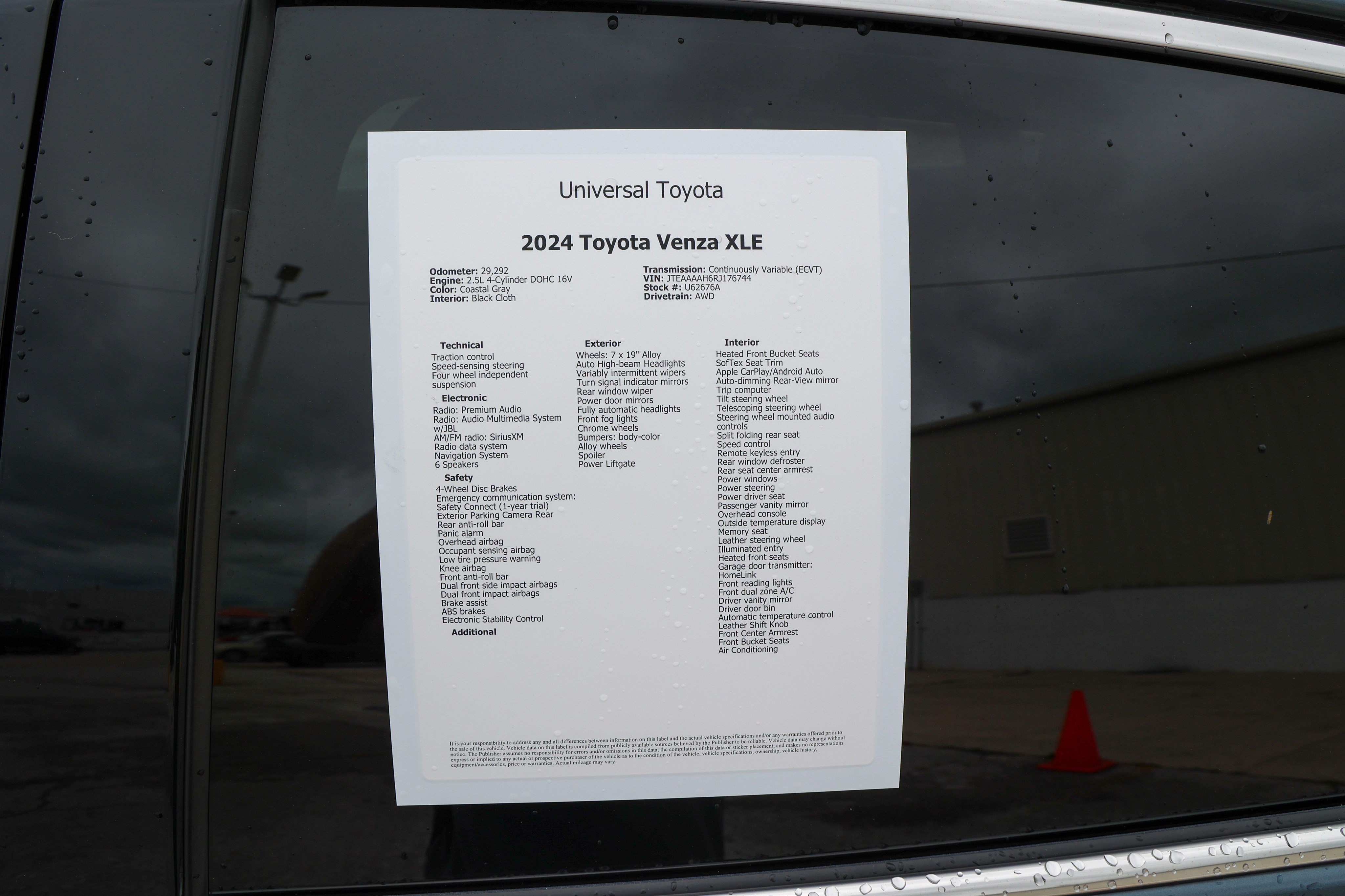 Certified 2024 Toyota Venza XLE AWD/4WD image 23