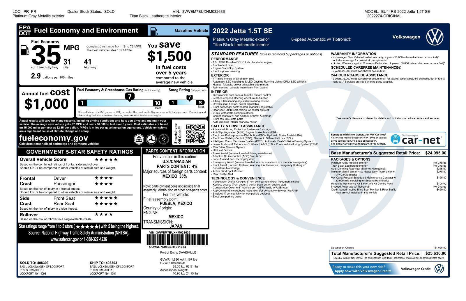 Certified 2022 Volkswagen Jetta SE FWD image 43
