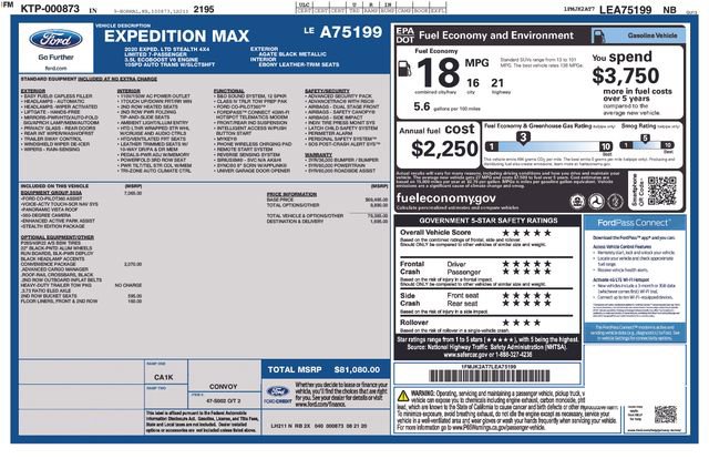 Used 2020 Ford Expedition Max Limited w/ Equipment Group 303A AWD/4WD image 14