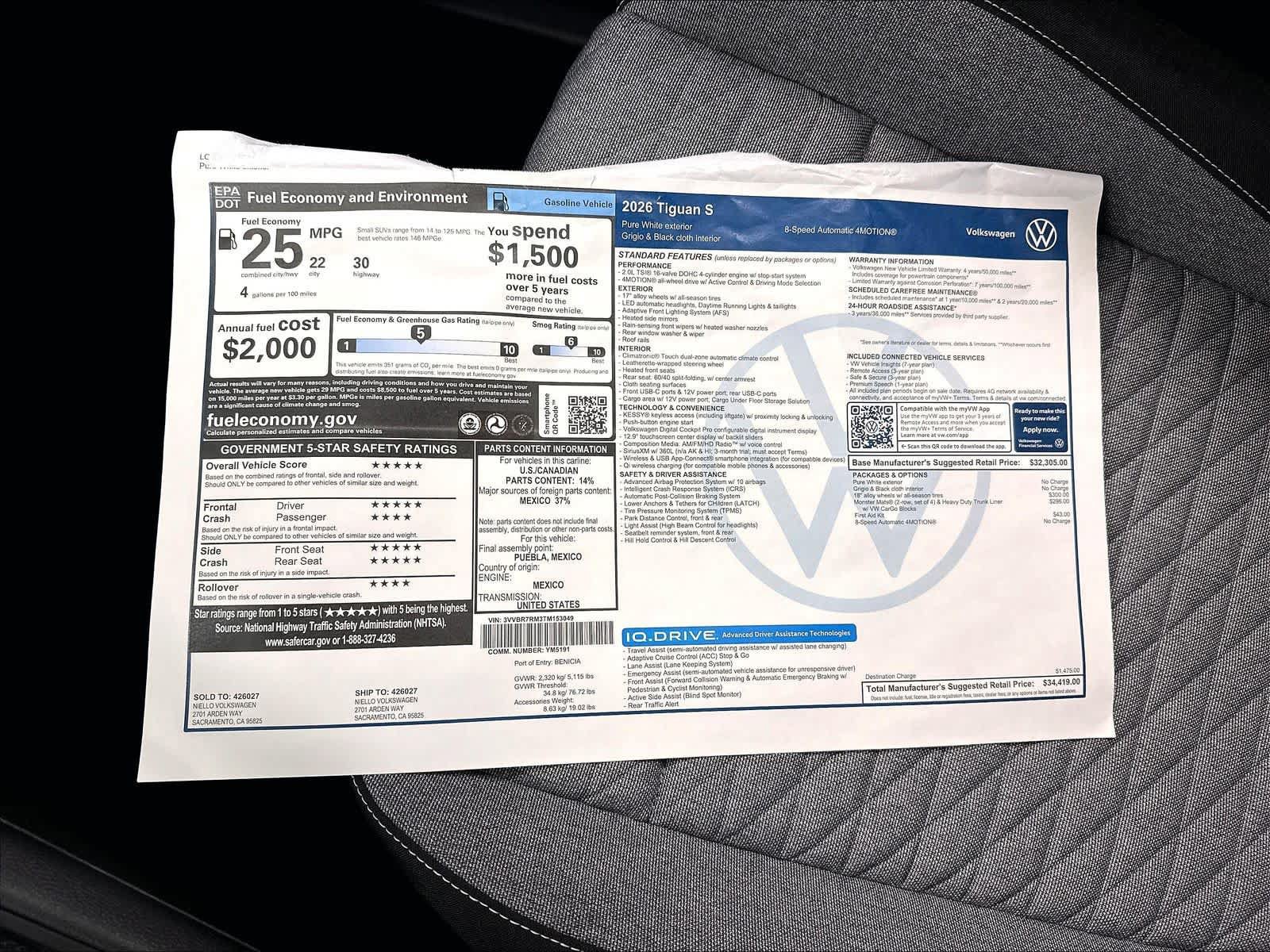 New 2026 Volkswagen Tiguan S AWD/4WD image 14