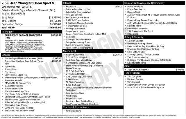 New 2026 Jeep Wrangler Sport S image 17