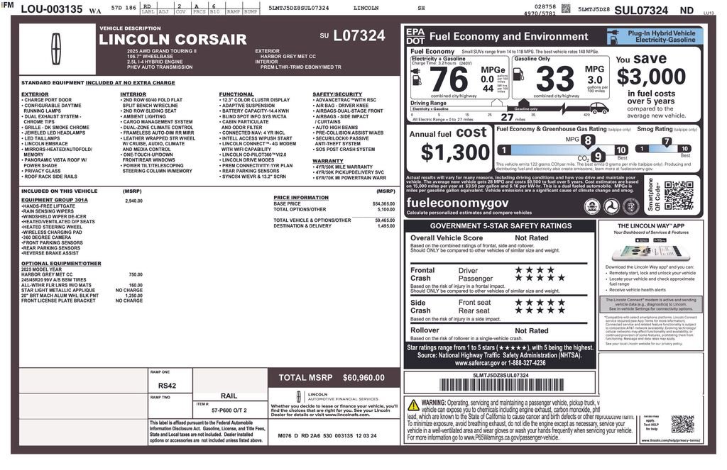 New 2025 Lincoln Corsair Grand Touring w/ Equipment Group 301A image 39