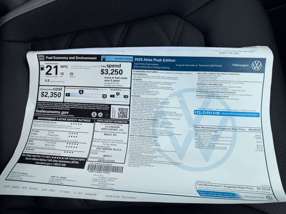 New 2026 Volkswagen Atlas Peak Edition AWD/4WD image 33