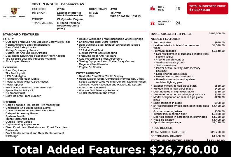 Used 2021 Porsche Panamera 4S w/ Premium Package AWD/4WD image 3