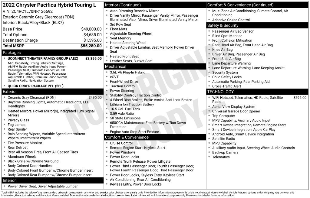 Used 2022 Chrysler Pacifica Touring-L w/ Uconnect Theater Family Group FWD image 5