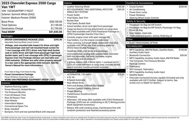 Certified 2023 Chevrolet Express 2500 w/ Driver Convenience Package RWD image 4