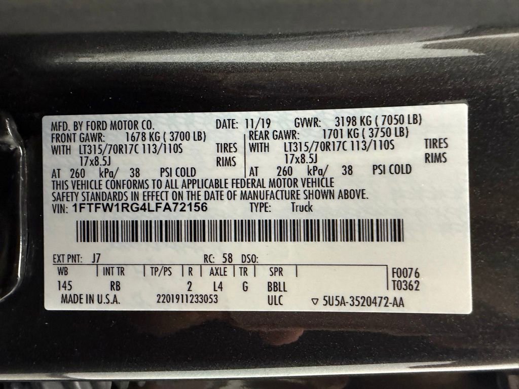 Used 2020 Ford F150 Raptor w/ Equipment Group 801A Mid image 45