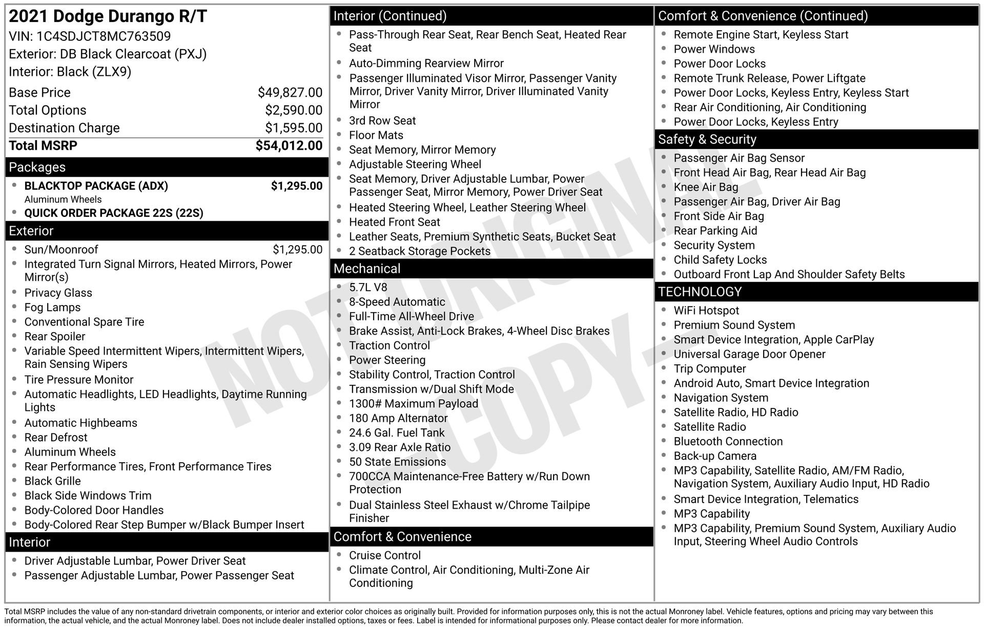 Used 2021 Dodge Durango R/T w/ Blacktop Package