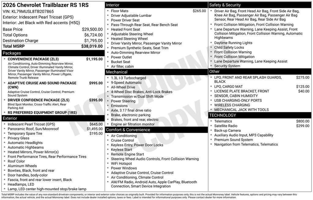 New 2026 Chevrolet TrailBlazer RS w/ Convenience Package AWD/4WD image 41