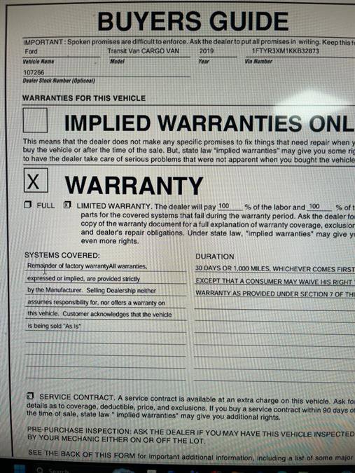 Used 2019 Ford Transit 250 148 High Roof Extended image 8