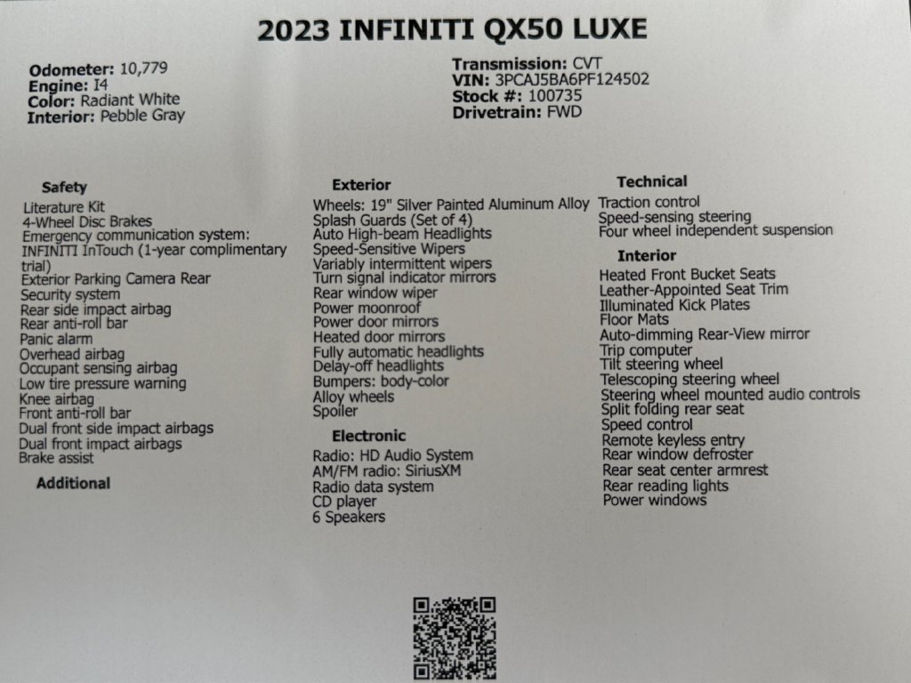 Used 2023 INFINITI QX50 Luxe FWD image 48
