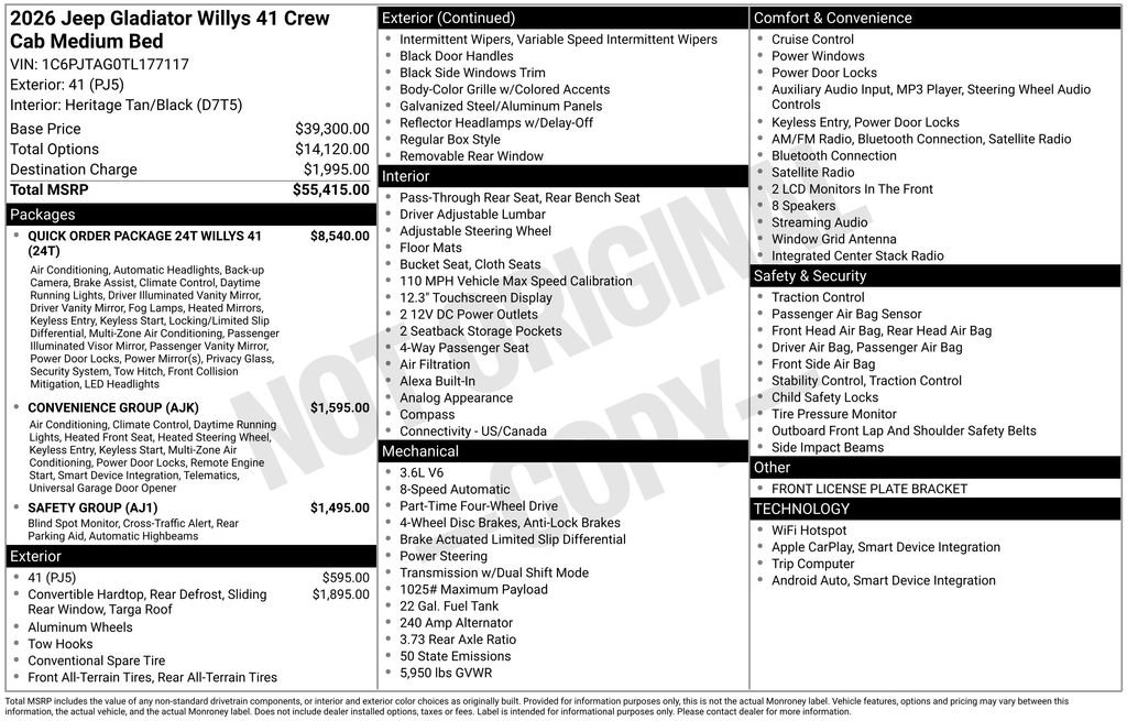 New 2026 Jeep Gladiator Willys AWD/4WD image 4