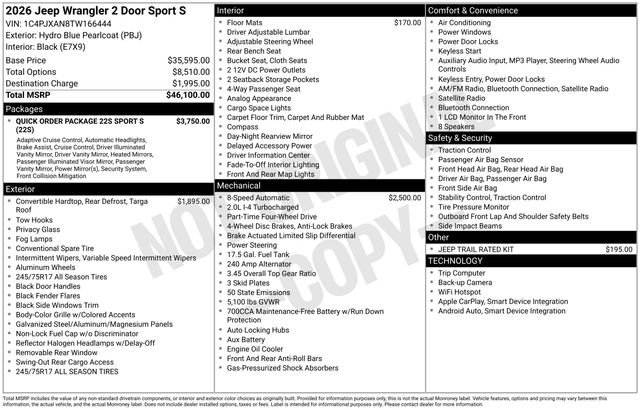 New 2026 Jeep Wrangler Sport AWD/4WD image 18