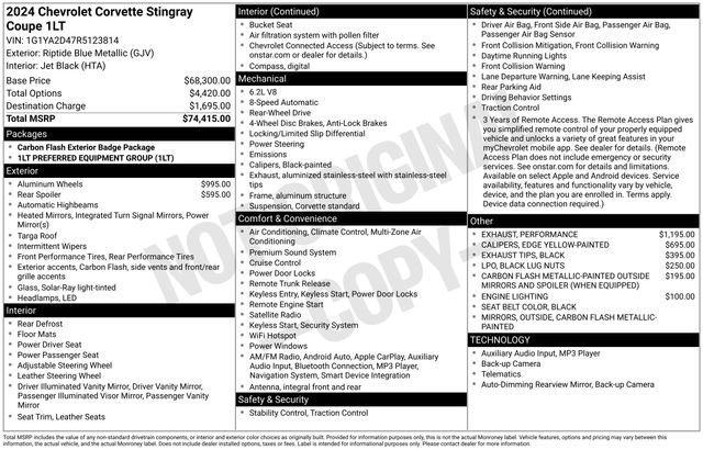 Used 2024 Chevrolet Corvette Stingray Coupe w/ 1LT image 18