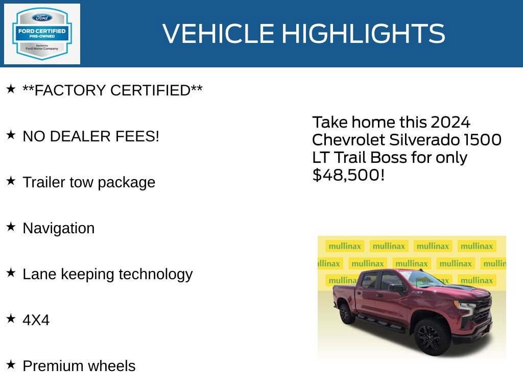 Used 2024 Chevrolet Silverado 1500 LT Trail Boss w/ Protection Package AWD/4WD image 12