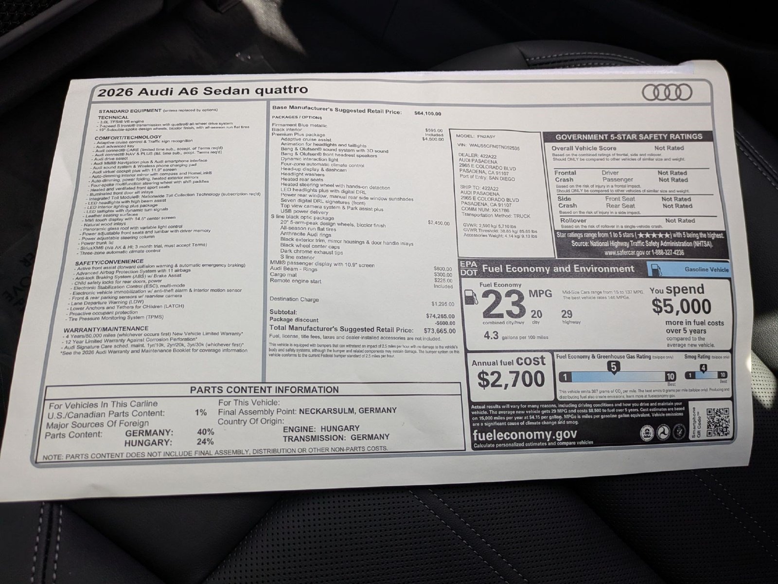 New 2026 Audi A6 Premium Plus AWD/4WD image 18