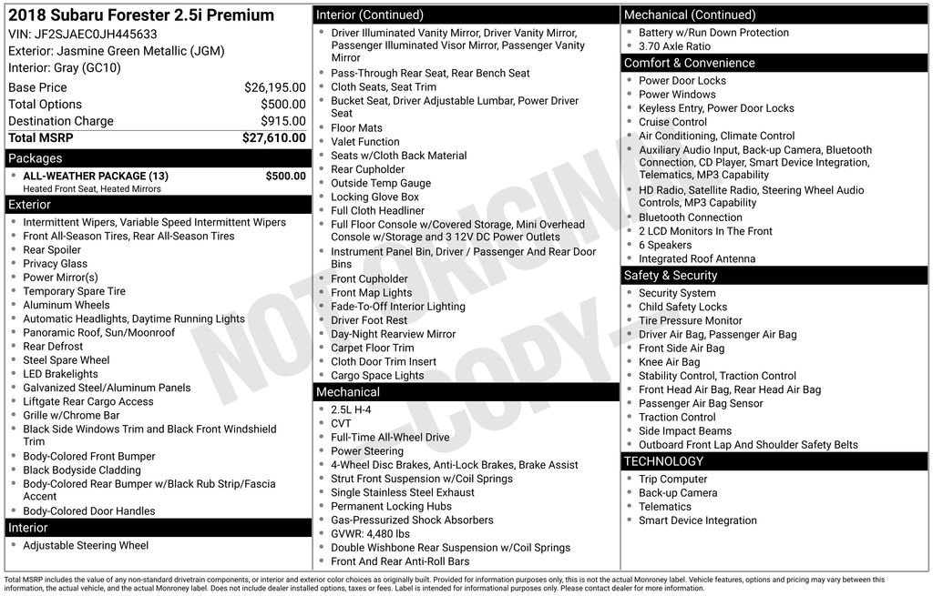 Used 2018 Subaru Forester 2.5i Premium w/ All-Weather Package image 3