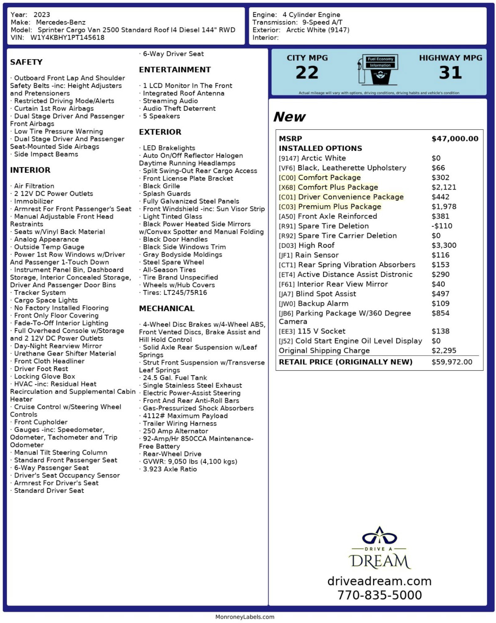 Used 2023 Mercedes-Benz Sprinter 2500 image 50