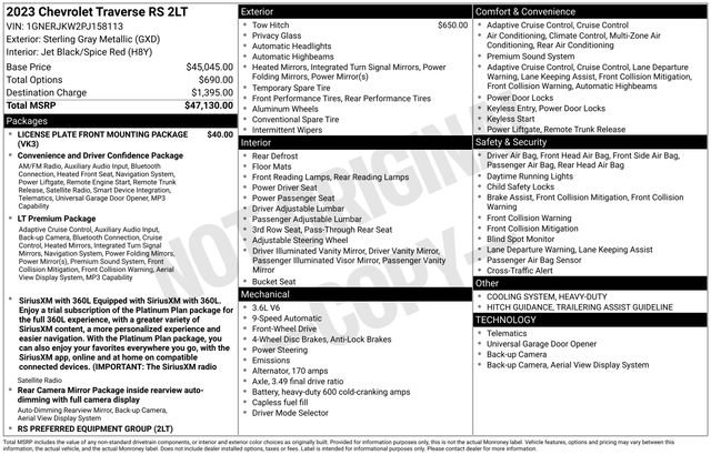 Certified 2023 Chevrolet Traverse RS FWD image 32