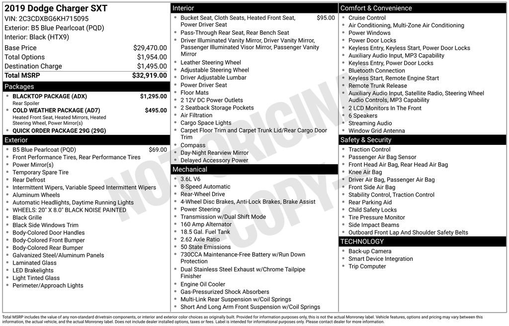 Used 2019 Dodge Charger SXT w/ Blacktop Package RWD image 15