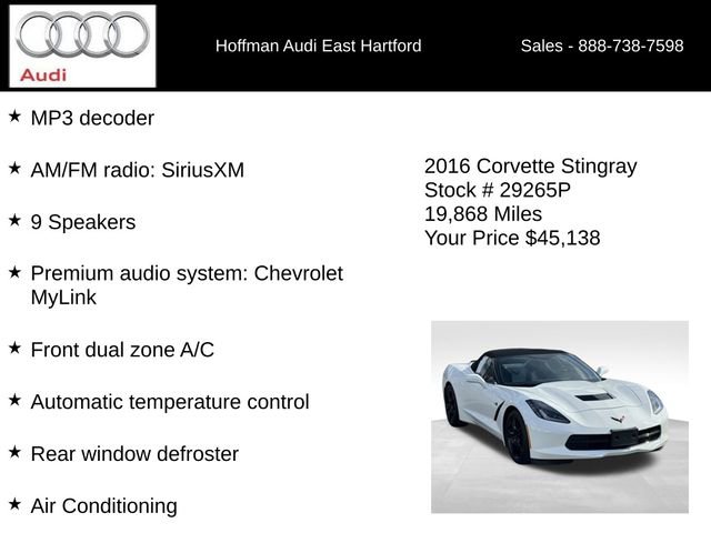 Used 2016 Chevrolet Corvette Stingray Convertible w/ Carbon Flash Badge Package image 12
