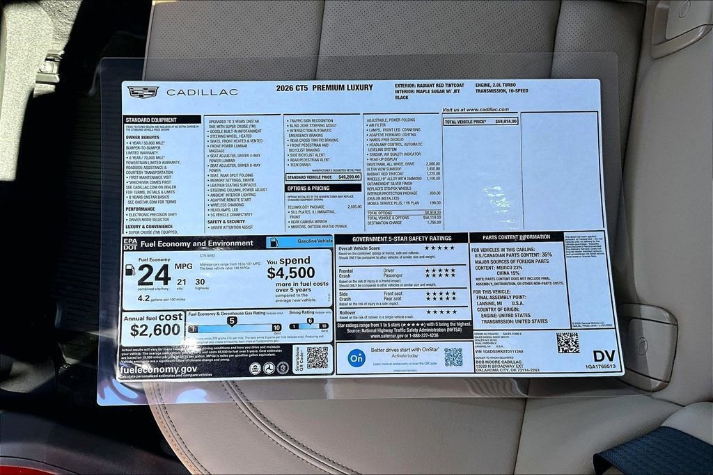 New 2026 Cadillac CT5 Premium Luxury w/ Technology Package AWD/4WD image 14