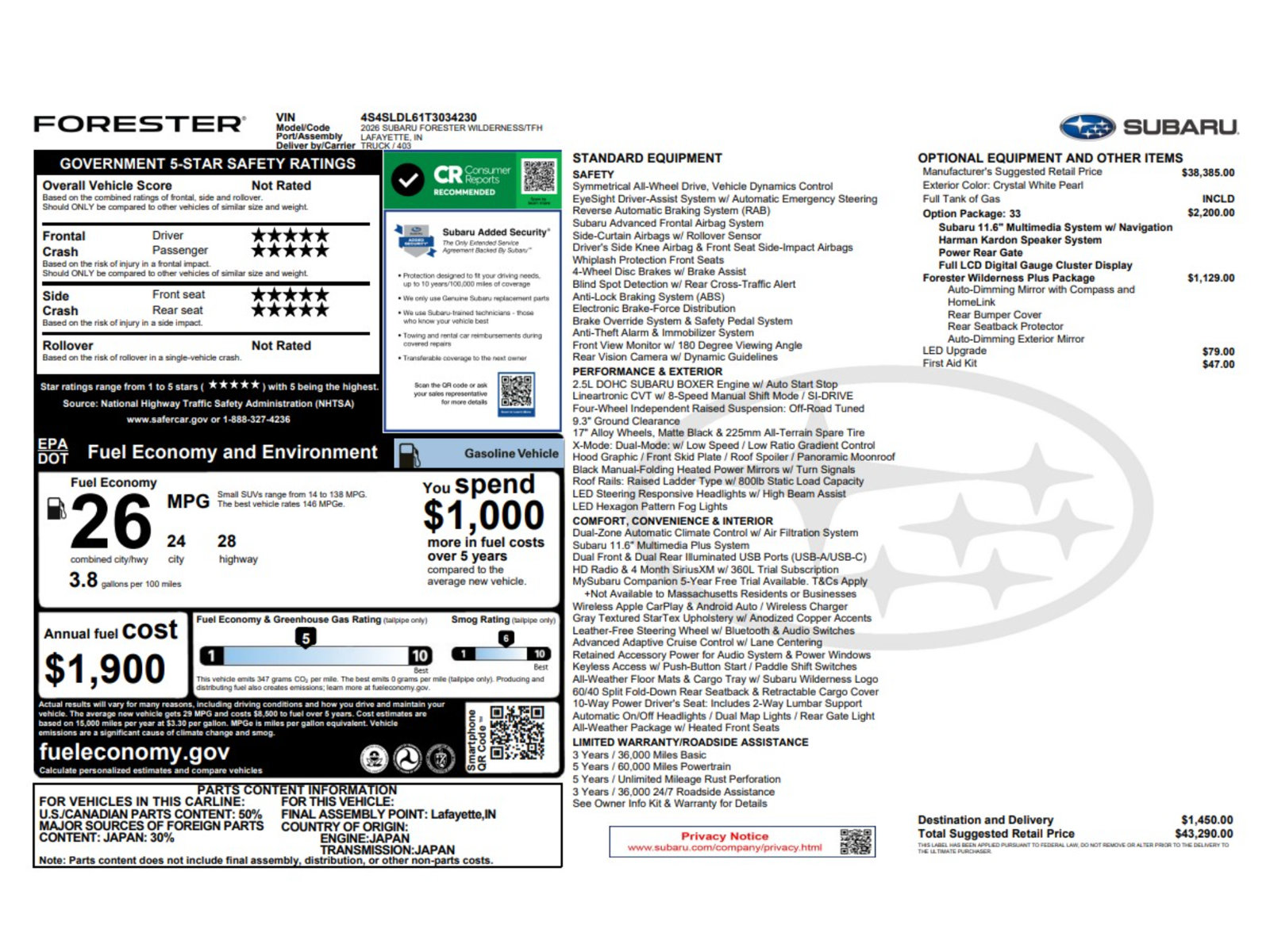 Used 2026 Subaru Forester Wilderness w/ Wilderness Plus Package AWD/4WD image 7