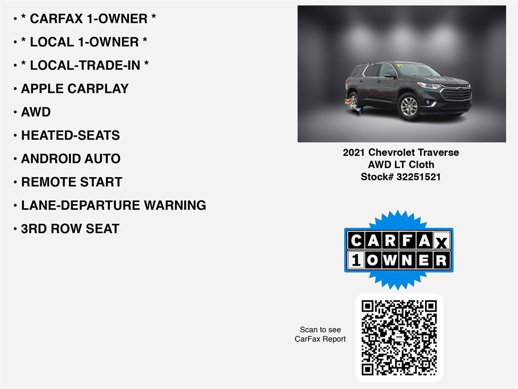 Used 2021 Chevrolet Traverse LT w/ LPO, Floor Liner Package image 7