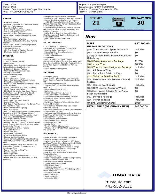 Used 2019 MINI Cooper Countryman John Cooper Works w/ Driver Assistance Package image 2