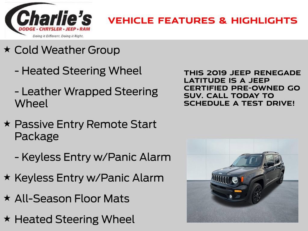 Certified 2019 Jeep Renegade Latitude w/ Cold Weather Group image 13