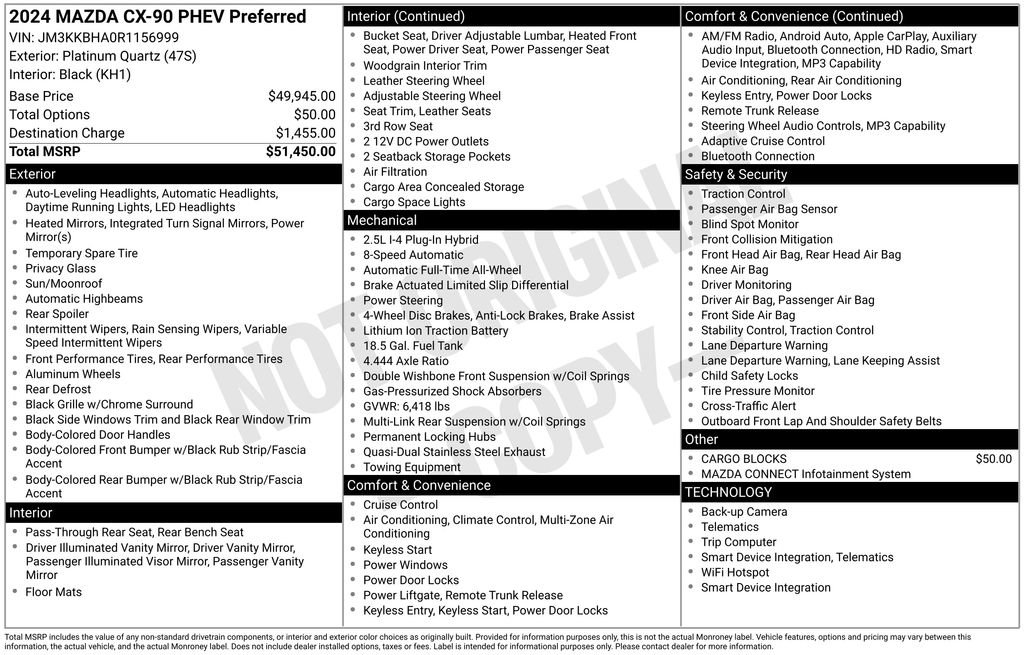 Certified 2024 MAZDA CX-90 Plug-In Hybrid w/ Preferred image 37
