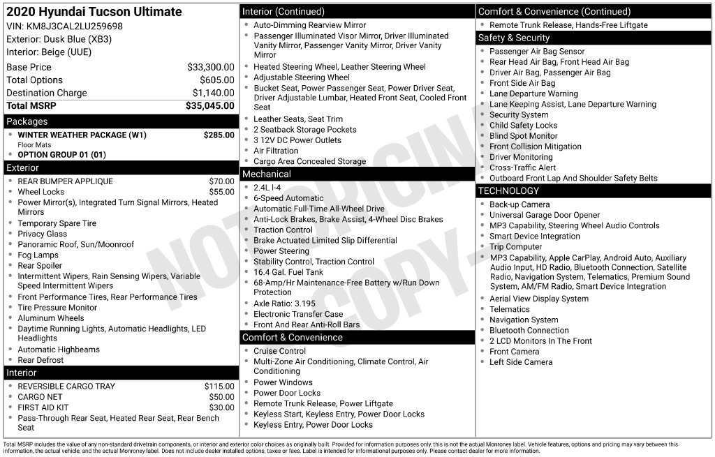 Used 2020 Hyundai Tucson Ultimate w/ Winter Weather Package AWD/4WD image 16