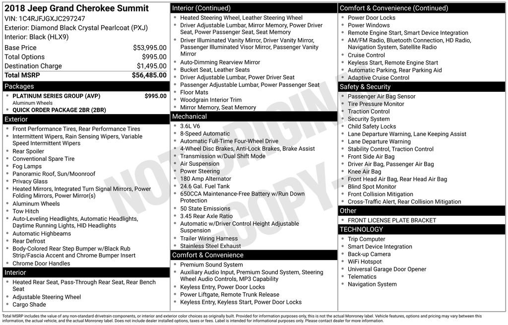 Used 2018 Jeep Grand Cherokee Summit w/ Platinum Series Group AWD/4WD image 31